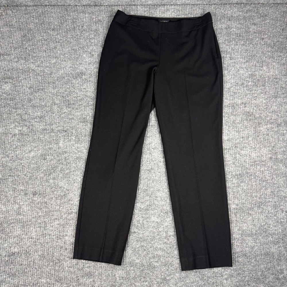 Talbots Trouser Pant Womens 8P Black Heritage Side Zip Straight Leg Stretch Work